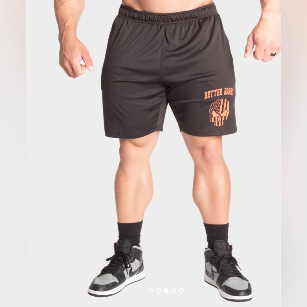Better Bodies Mens Skull Function Shorts - Flame/Black - SZ L